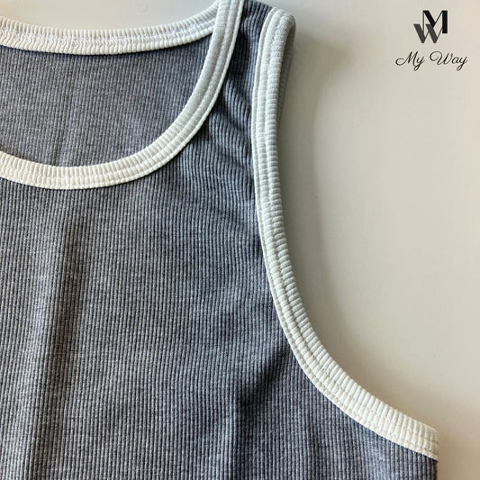 Tank Top Damen Grau Handgemacht