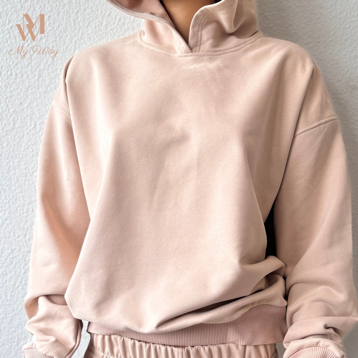 Tracksuit Woman in Beige Hoodie Damen und Sweathose Damen aus reiner Bio-Baumwolle Trainingsanzug für Damen