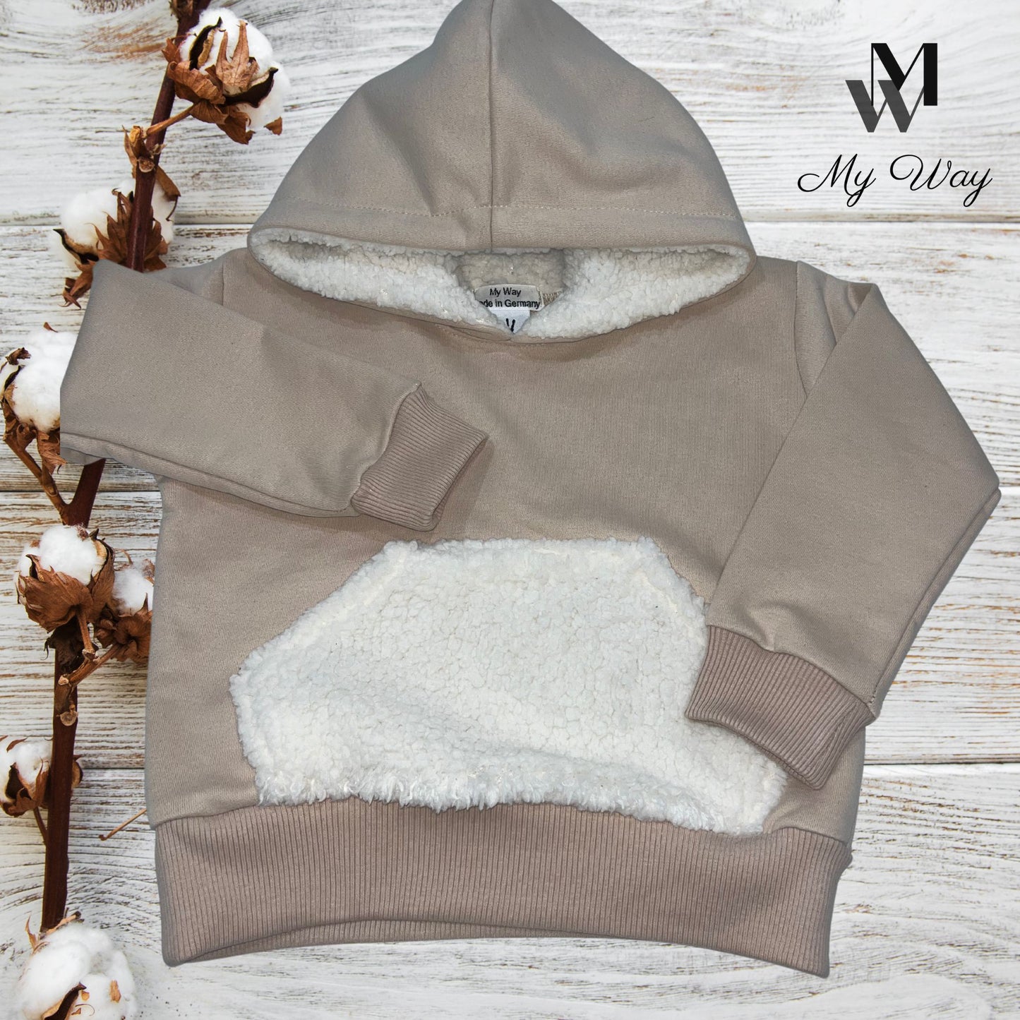 Bio Jogginganzug für Babys und Kleinkinder: Kapuzenpullover mit Teddy-Material und Jogginghose