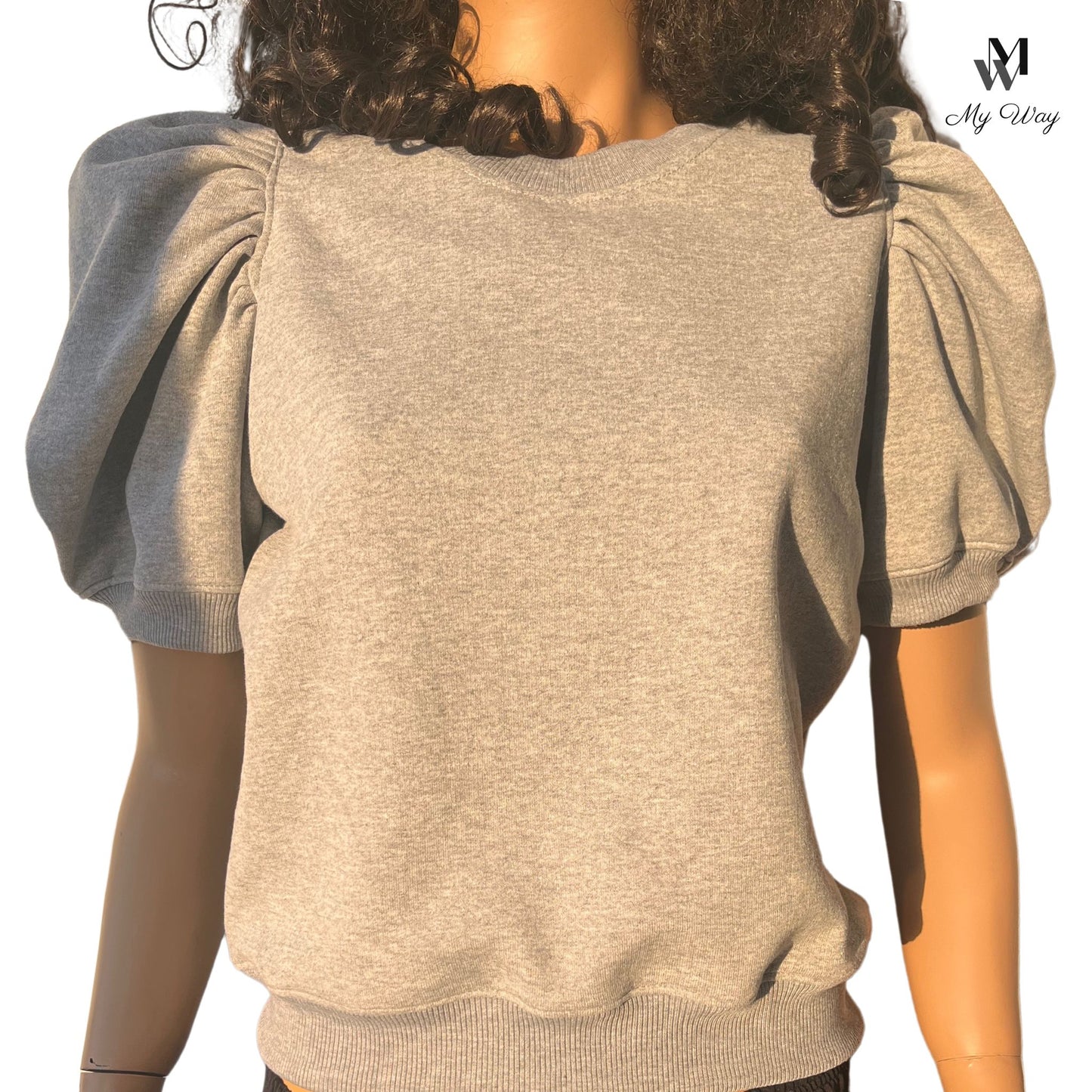 Schwarzes Puffärmeln Kurzarm Sweatshirt aus Bio-Baumwolle