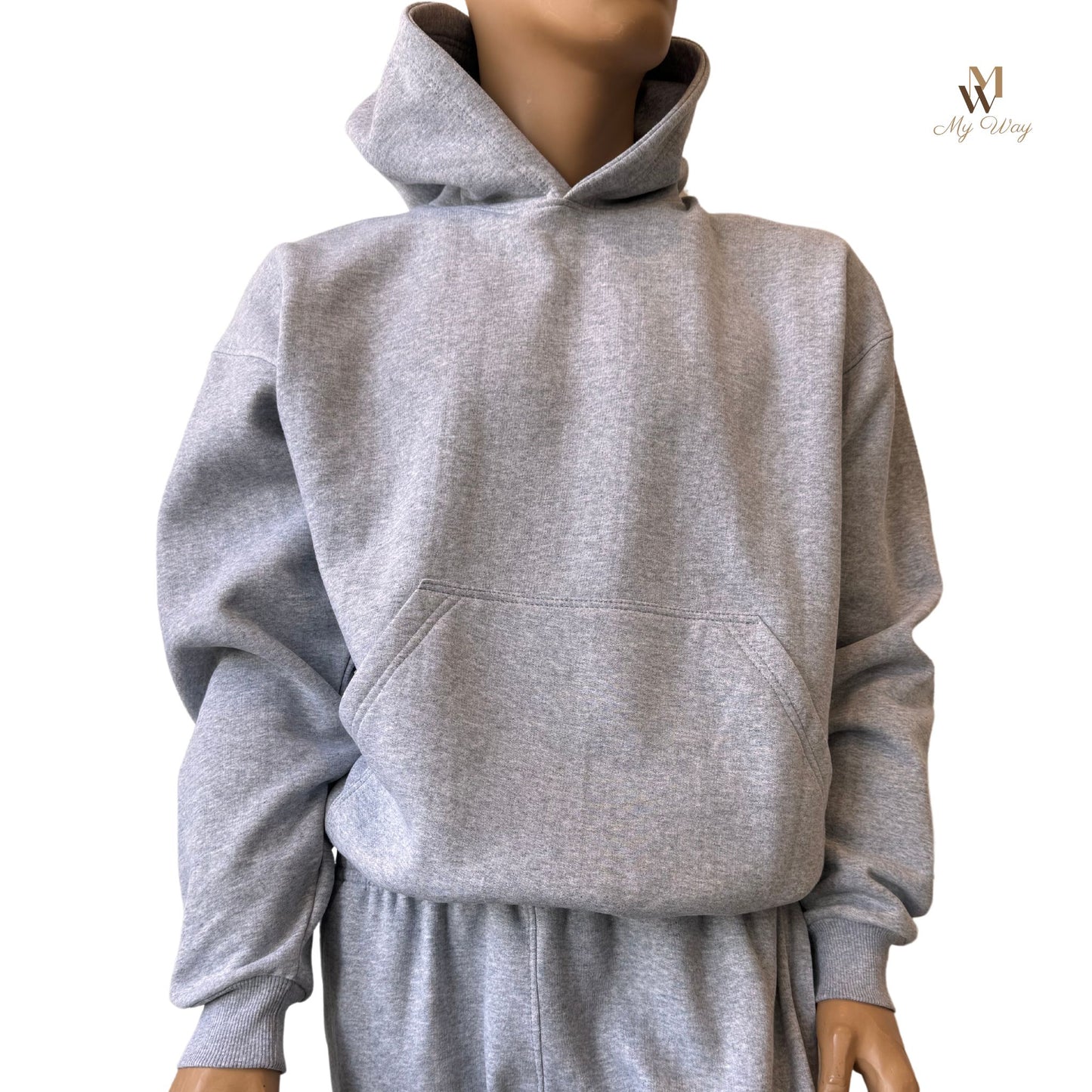 Kapuzzenpullie Hoodie Herren und Hose Grau Handgemacht aus reiner Baumwolle
