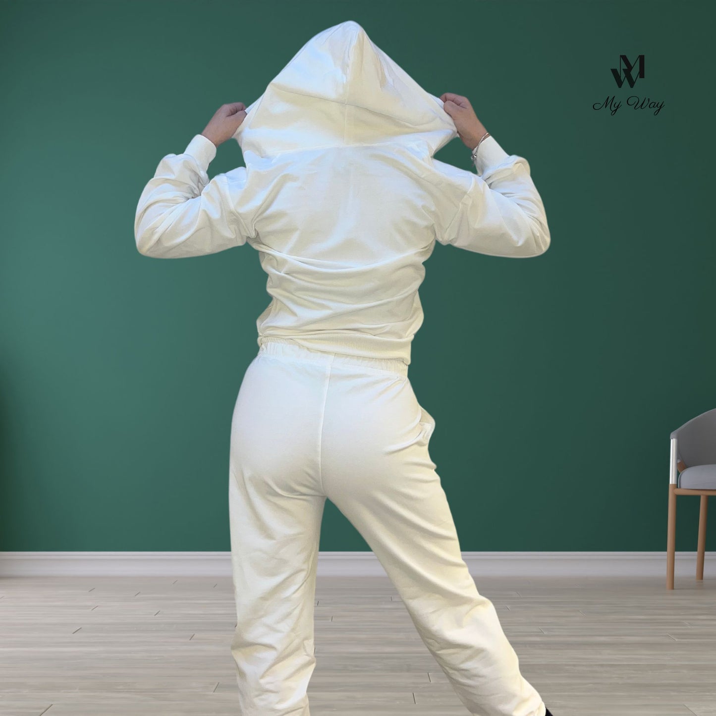 Hoodie mit Kaputze und Hose in Farbe mint aus reiner Bio Baumwolle