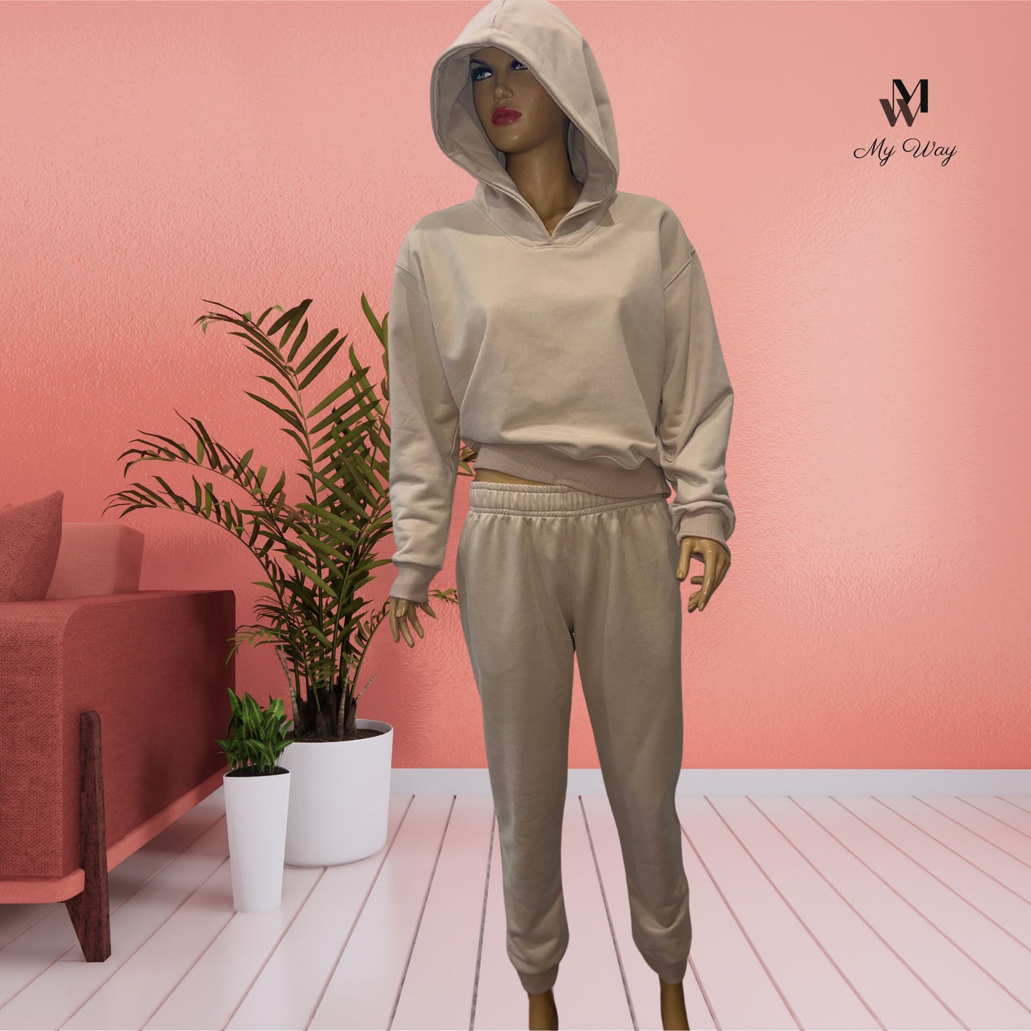 Damen Jogginganzug in Beige - Nachhaltige Bio-Damenmode von My Way D&A