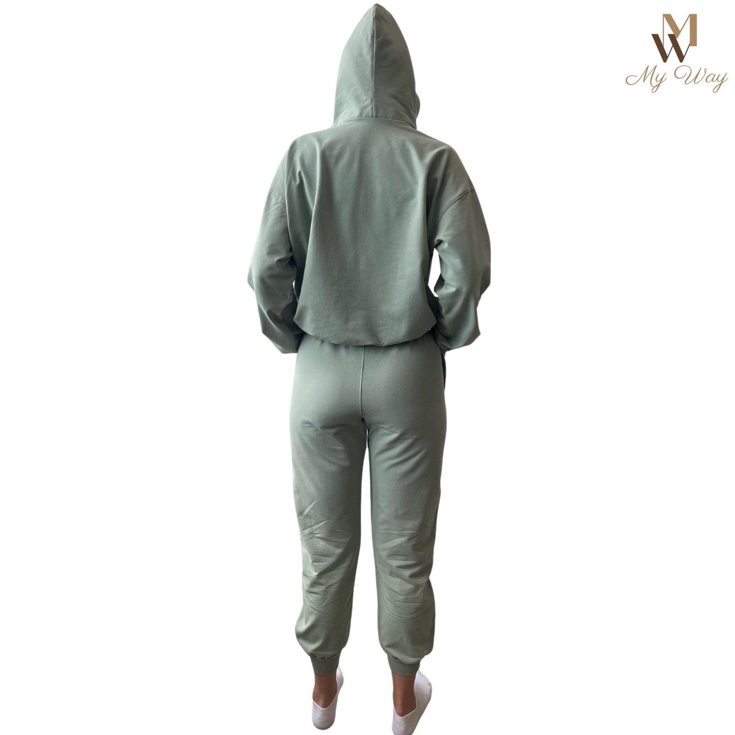 Hoodie mit Kaputze und Hose in Farbe mint aus reiner Bio Baumwolle
