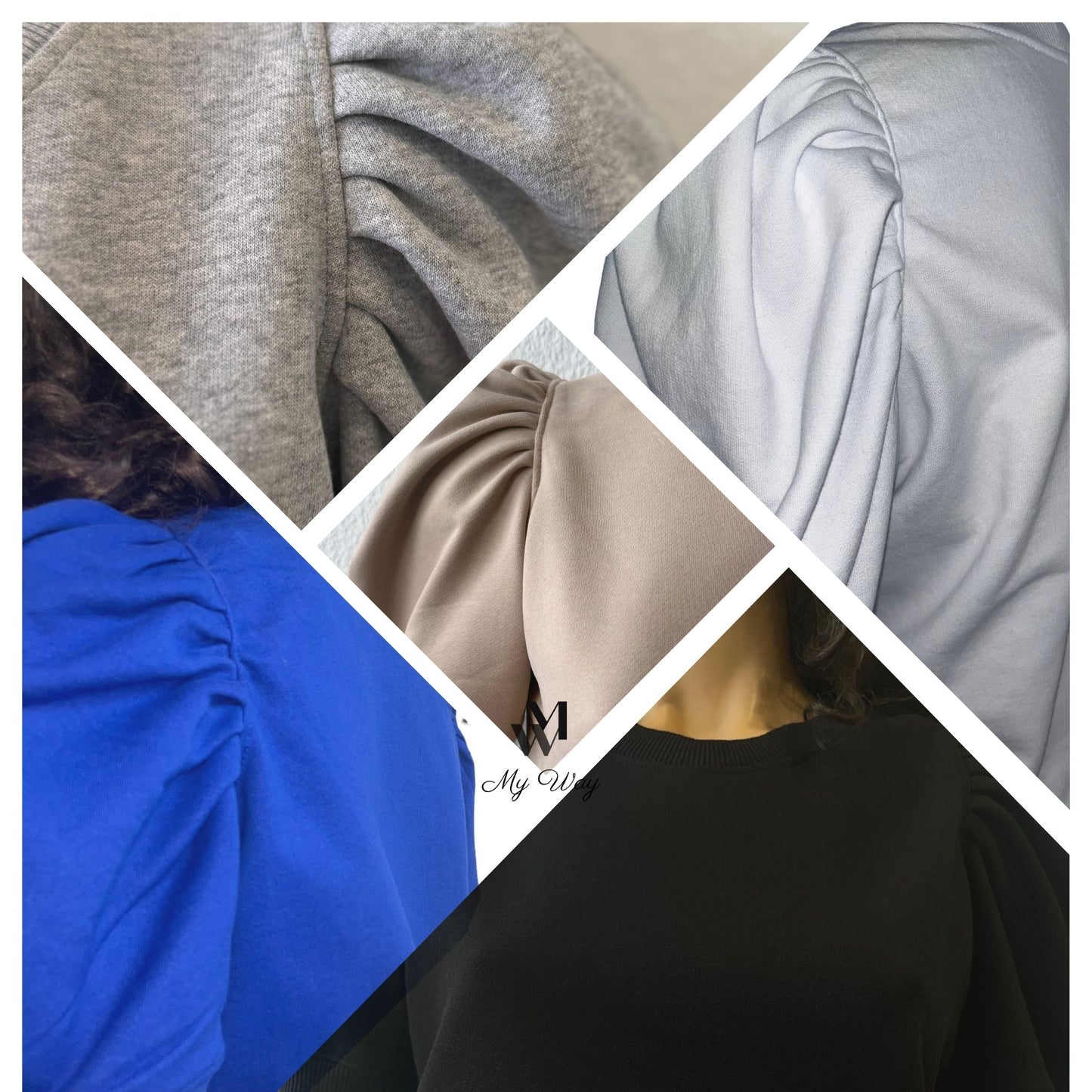 Ballon Ärmel Pullover Damen Puffärmeln Langarm Sweatshirt aus Bio-Baumwolle Grau 100% Baumwolle pulli damen Baumwoll Puff Ärmel Oberseite