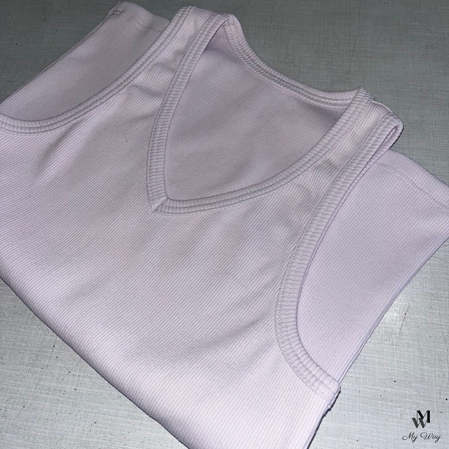 Tank Top Damen weißes V-Ausschnitt aus festem Bio-Baumwollstoff