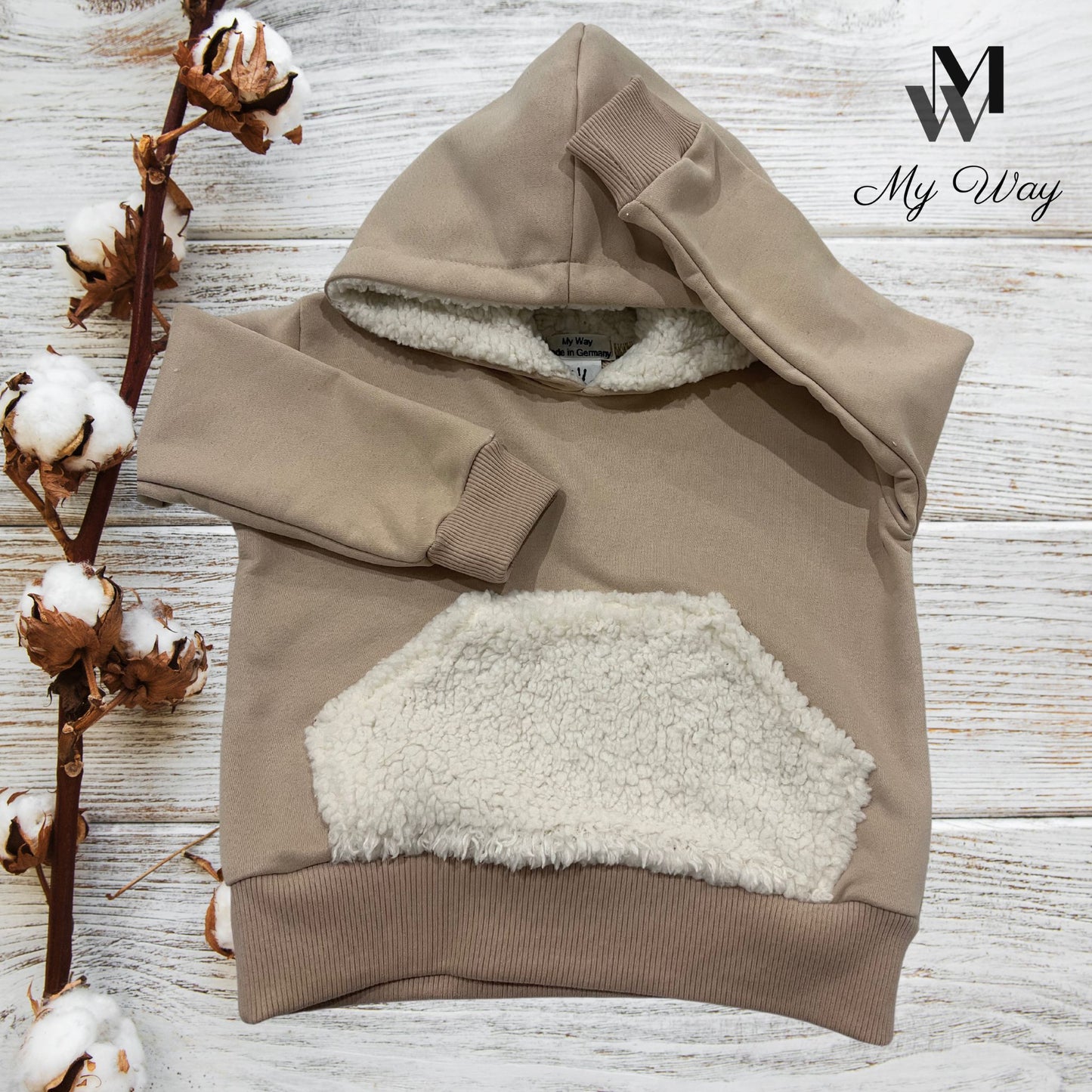 Bio Jogginganzug für Babys und Kleinkinder: Kapuzenpullover mit Teddy-Material und Jogginghose