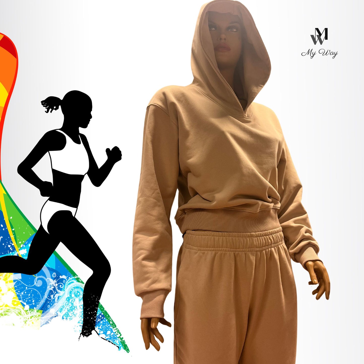  Damen Fitness-Anzug aus Baumwolle mit Kapuze - Maßgeschneiderte Sportbekleidung