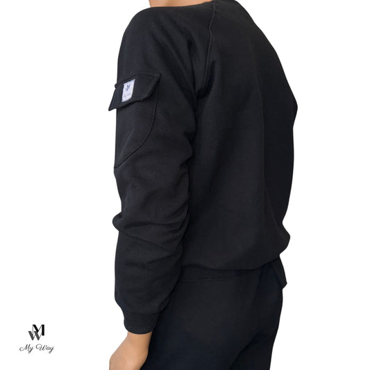 Sweatshirt schwarz mit Taschen