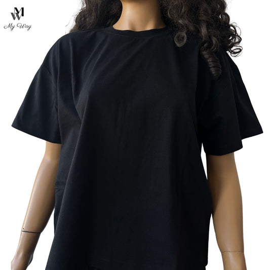 Schwarzes Kurzarm-T-Shirt für Damen online bestellen