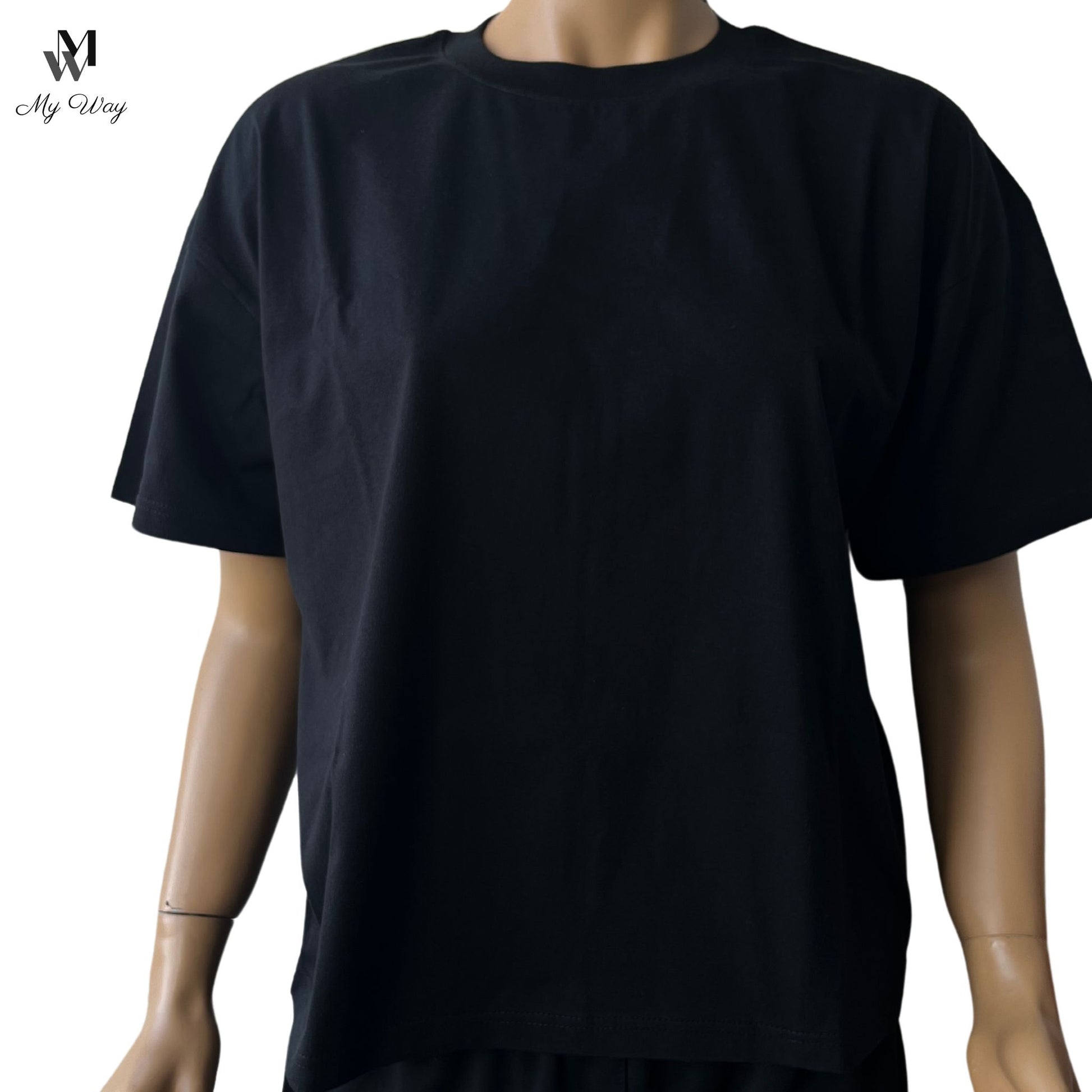Exklusives schwarzes T-Shirt für Damen aus reiner Baumwolle shoppen
