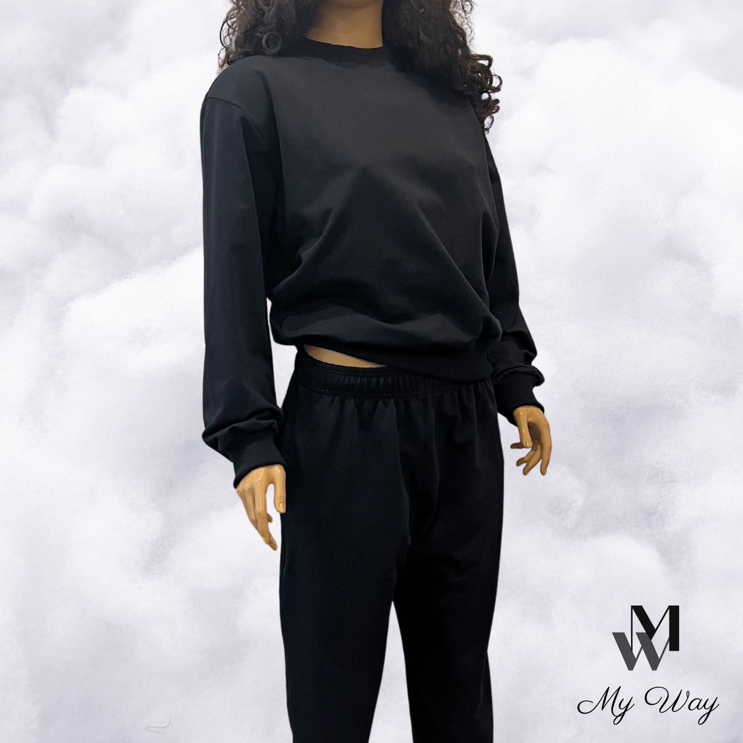 Maßgeschneiderter schwarzer Trainingsanzug aus Bio-Baumwolle für Damen