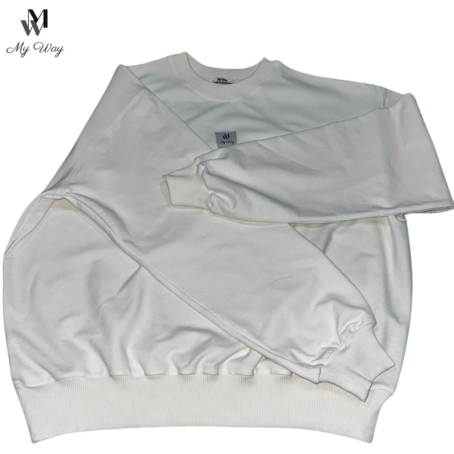 Off White Jogging Set Relaxed Sweatshirt mit Rundhalsausschnitt und Trainingshose mit Seitentaschen