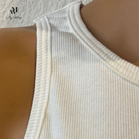 Weißes Tank Top aus Bio-Baumwolle Handgemachtes Tank Top aus Hamburg Geripptes weißes Tank Top Nachhaltiges Mode-Tank Top Umweltfreundliches weißes Tank Top